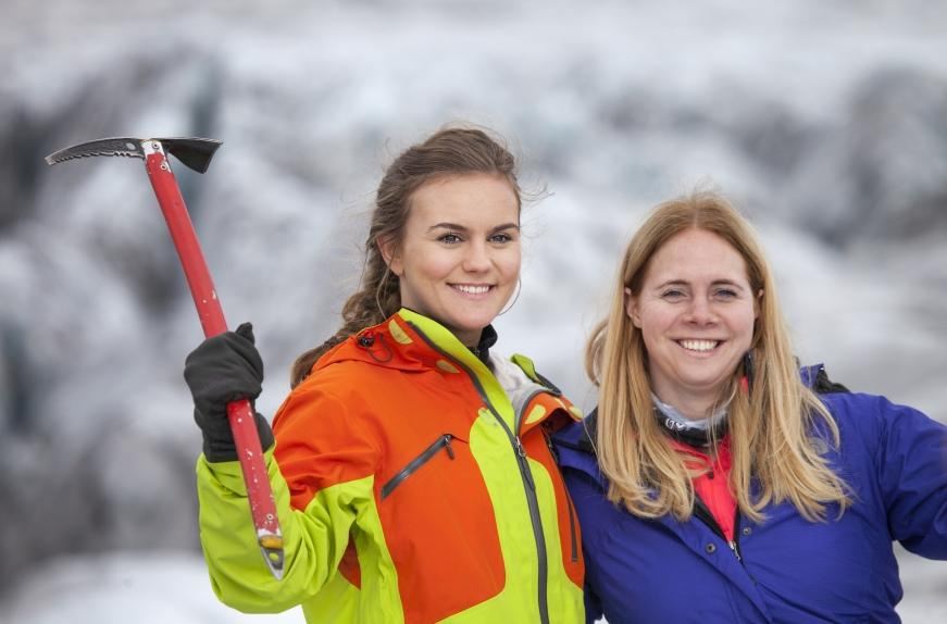 Happy girls on the glacier