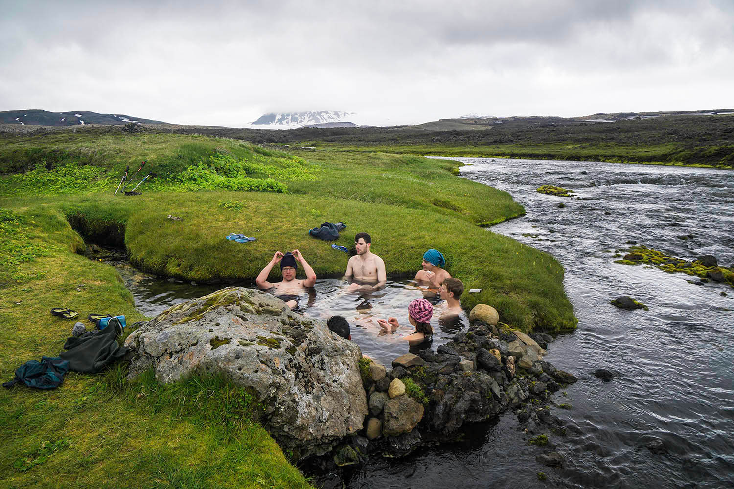 Enjoying the natural hot pool