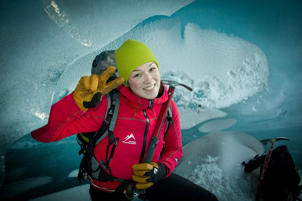 A glacier guide at the office