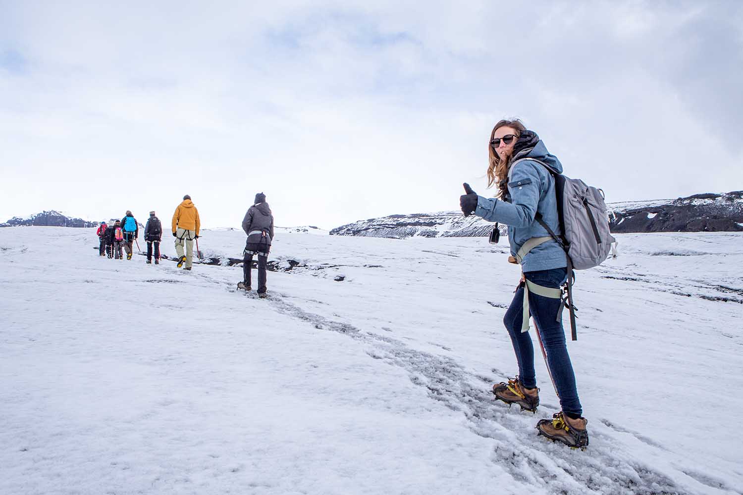 Heading up the glacier