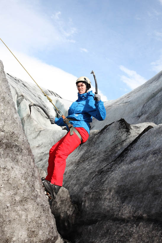 Ice climbing on the glacier
