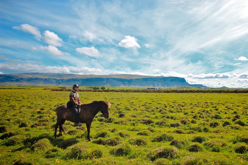 Riding on an Icelandic horse