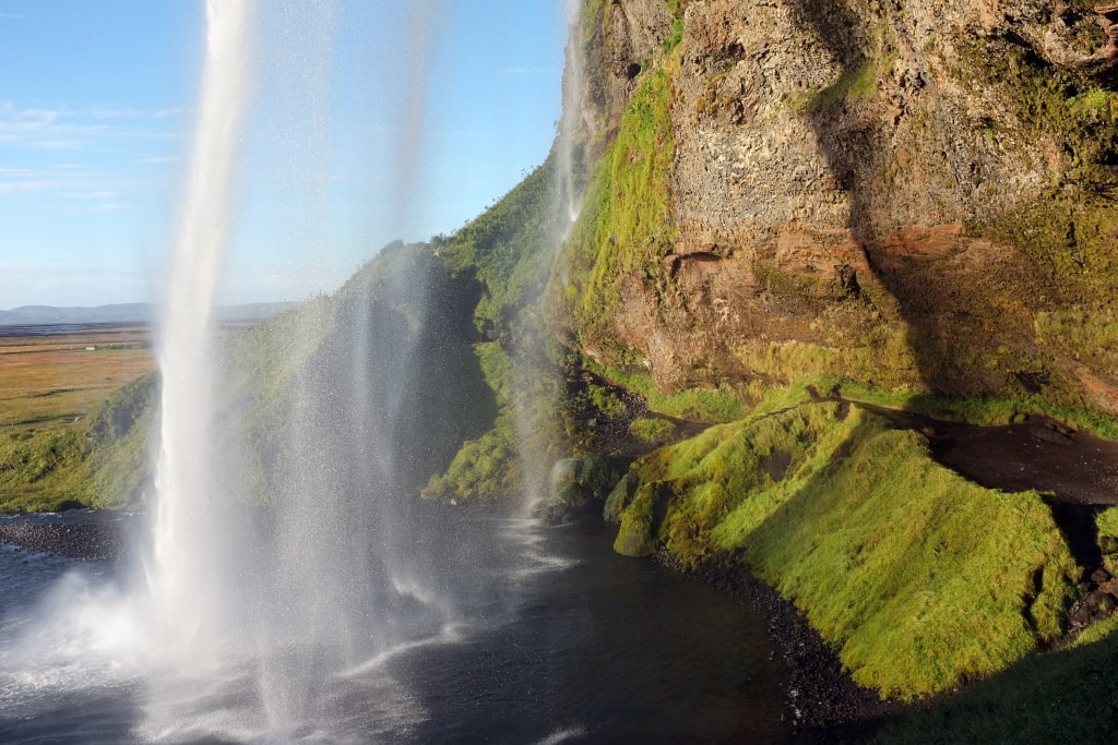 Behind Seljalandsfoss waterfall
