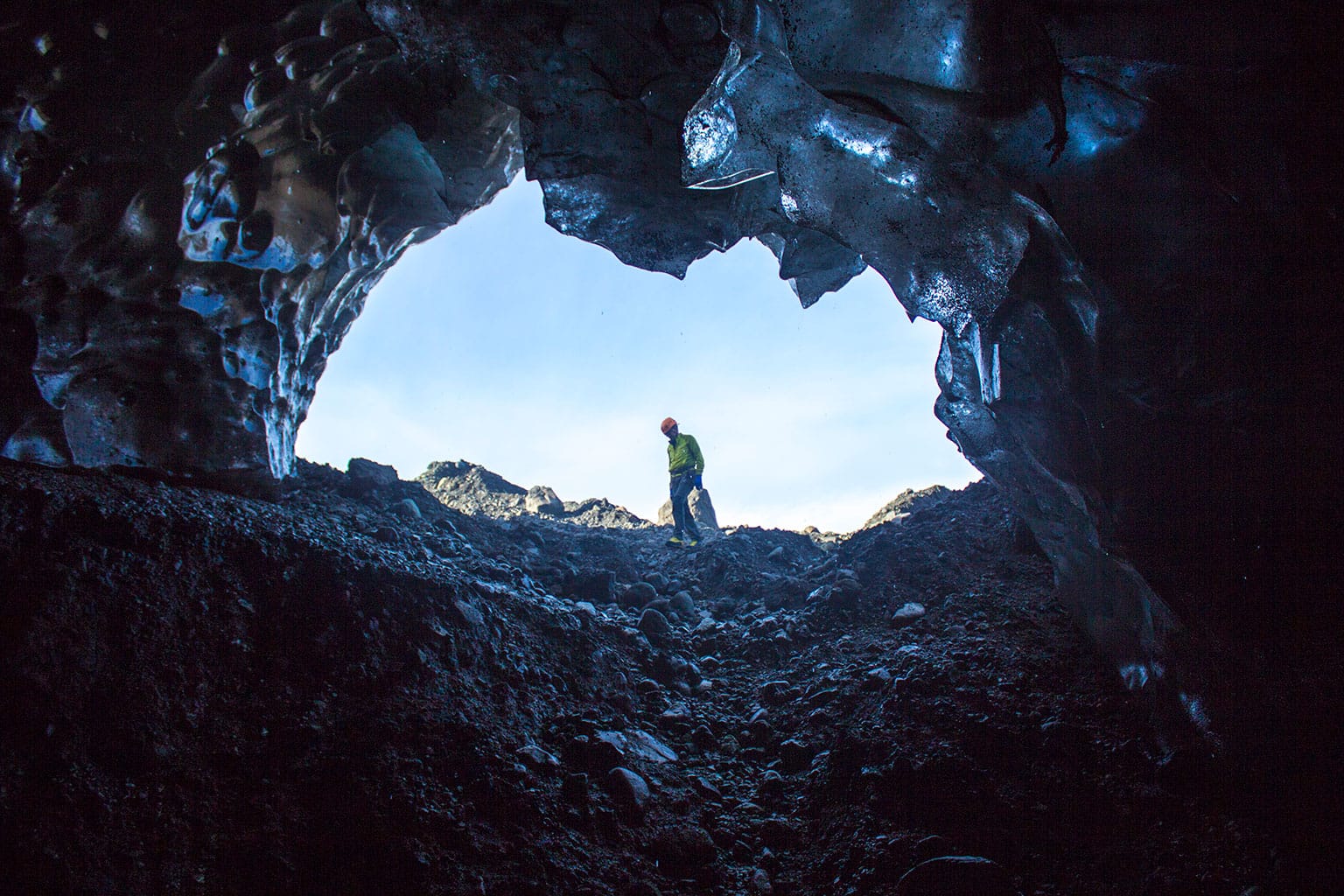 In the mouth of the cave