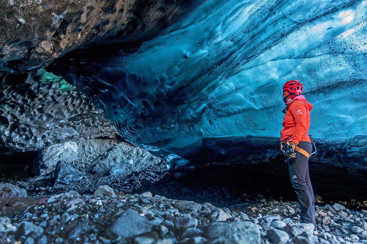 Blue ice inside the cave